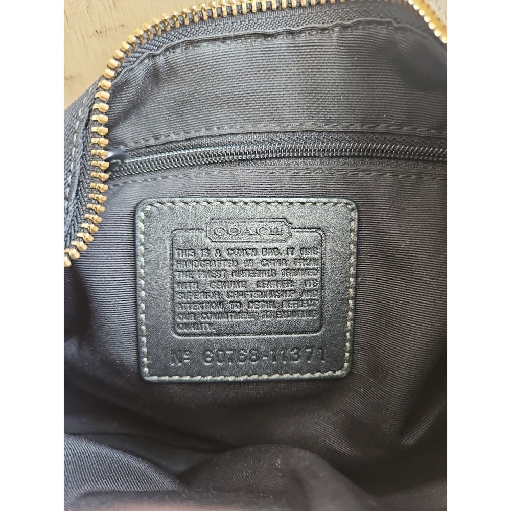 Coach Hobo Bag 11371 Black On Black Jaquard Leather Y2K Crescent C Logo Brass - Picture 8 of 16